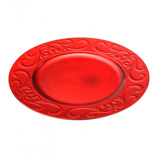 Sousplat 33cm Plástico Vermelho